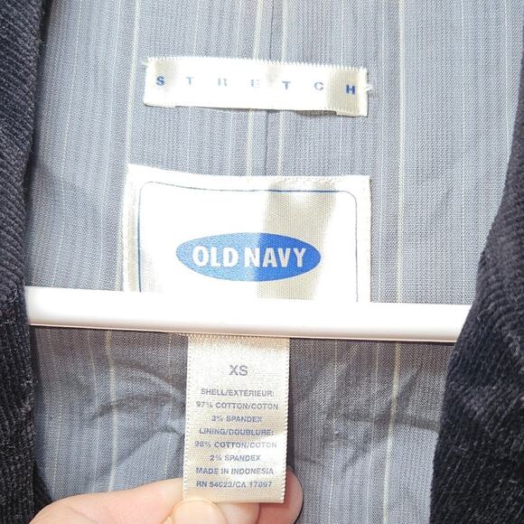 Old Navy Corduroy Blazer Womens XSmall Black Vintage Y2K Stretch Preppy Academia - Picture 8 of 8